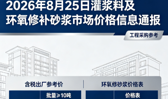 大新2026年8月25日灌浆料及环氧修补砂浆市场价格信息通报